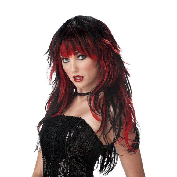 Black and Red Layered Wig Costume Accessory - Picture 1 of 4